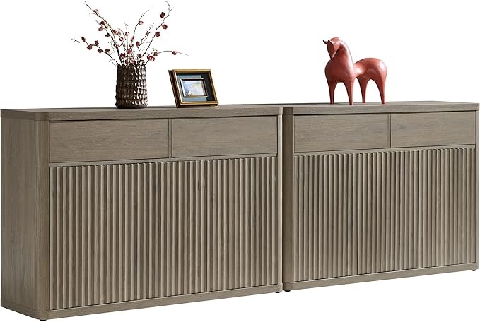 SICOTAS Buffet Cabinet with Storage - Storage Cabinet Sideboard with Doors & Shelves Accent Credenza Buffet Table with 4 Drawer Buffets & Sideboards for Living Room Dining Room Kitchen Entryway Office