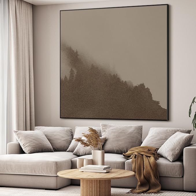60"x60" XL Framed Wall Art - Minimalist Foggy Forest Tranquil (Frame Assembly Required)