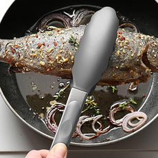 2 Pack Grey Kitchen Tongs, Premium Silicone BPA Free Non-Stick Stainless Steel BBQ Cooking Grilling Locking Food Tongs, 9-Inch & 12-Inch