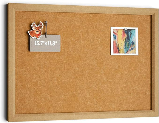 Felt Cork Board Alternative, Felt Bulletin Board 16" x 12" Mustard Yellow Frame with 8 Adhesive Tabs, Pin Board for Home Office, Classroom, Entryway, Kitchen Wall Decor—Sunset Yellow