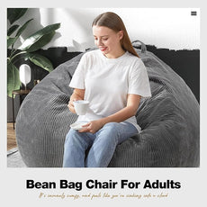 Hobestluk 4.5FT Bean Bag Chair Giant Bean Bag Chair with Filler Included Adult Bean Bag Chairs with Removable Cover for Bedroom Living Room - (Jumbo, Grey)
