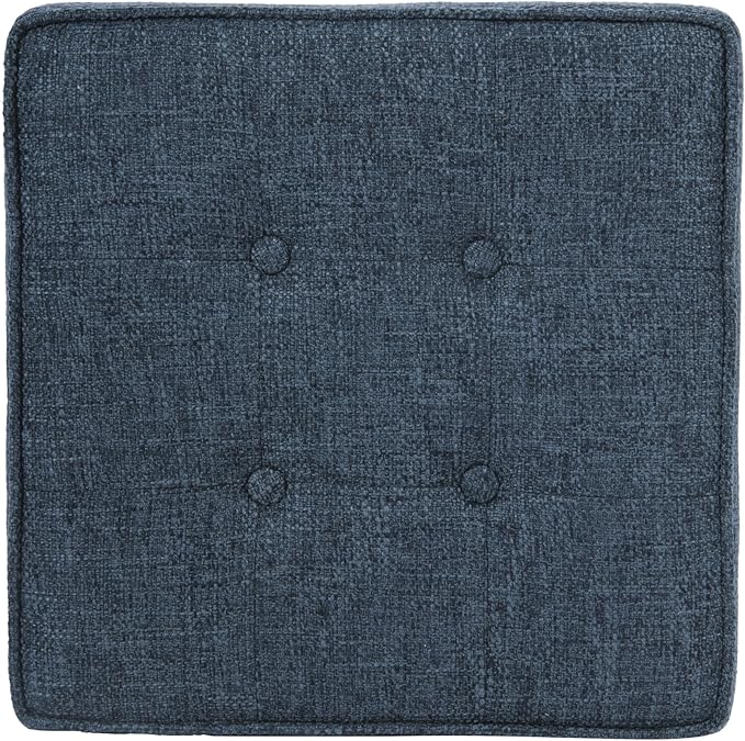 HomePop Square Tufted Storage Ottoman - Textured Navy, Small