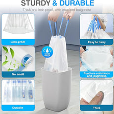 Charmount Small Trash Bags 4 Gallon, 200 Count Drawstring Mini Garbage Bags, Plastic Trash Can Liners for Bathroom Accessories, Bedroom, Dorm Room Essentials, Office