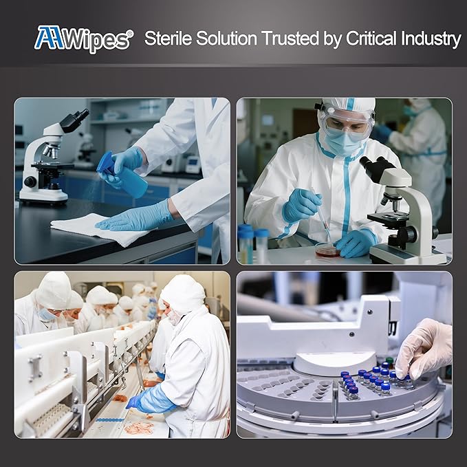 AAWipes Cleanroom Wipes Sterile Lint Free Cloths 9"x9" 140GSM CP140GM