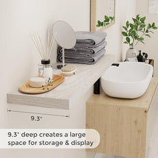 Fun Memories Floating Shelves for Wall, 36 x 9.3 Large Floating Shelf Wall Mounted Set of 2, Rustic Wood Shelves for Bathroom, Kitchen, Living, Heavy-Duty Storage Deep Shelf for Books, Decor, Brich