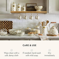 MACKENZIE-CHILDS Enamel Utensil Holder, Kitchen Utensil Holder for Countertop, Brown-and-White Mocha Check