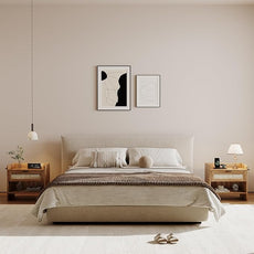 Rattan Nightstand Set of 2, Bedside Table with Type-C Charging Station - 1 Drawer & Open Storage Space, Boho End Table Side Table for Bedroom, Large Rattan Night Stand with Charging Port