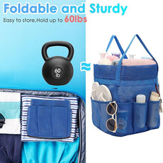 Mesh Shower Caddy Portable with Drawstring, Dorm Room Essentials for College Girls Guys, 8-Pocket Extra Large Shower Bag Basket Tote for Camping Beach Gym Travel Toiletry Bathroom