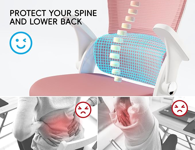 TRALT Office Chair - Ergonomic Office Chair with Back Support, Computer Chair - Home Office Desk Chairs, 330lbs Wide Seat Big and Tall Office Chairs with Headrest, Comfy Desk Chairs (Pink)