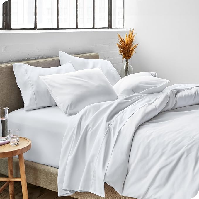 Bare Home Split King Sheet Set - 1800 Ultra-Soft Split Sheets - Double Brushed - Deep Pockets - Easy Fit - 5 Piece Set - Bed Sheets & Pillowcases (Split King, White)