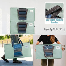 VENO 2 Pack Moving Bags, Christmas Storage Bins, Moving Boxes Alternative, Comforter and Blanket Storage Bags, College Dorm Packing Supplies, Foldable Heavy-Duty Tote (Light Green Matte, 2 Pack)