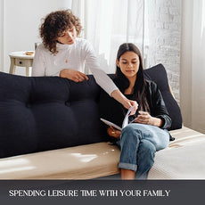 10 lbs Thickened Headboard Pillow Wedge Pillow Headboard Reading Pillow Bed for Comfortable Backrest Reading Triangular Pillow with Side Pocket Backrest Pillows for Sitting in Bed Black Full