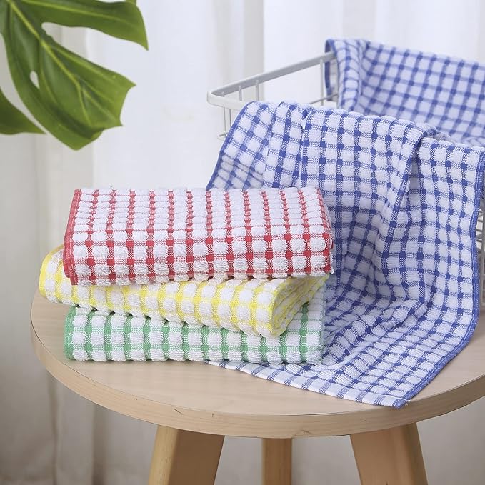 Oeleky Dish Towels for Kitchen, Cotton Kitchen Towels for Drying Dishes Pack of 8 (Multi C, 15X26 inches)