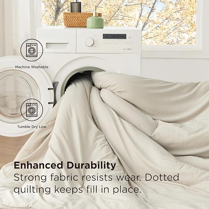 Bedsure King Size Comforter Set, Beige Soft Prewashed Bedding for All Seasons, 7 Pieces Warm Winter Down Alternative Bed Set, Fluffy Bed in a Bag with Sheets, Pillowcases & Shams