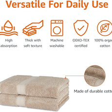 Amazon Basics Fade-Resistant 100% Cotton Bath Towel, 2 Pack, 30