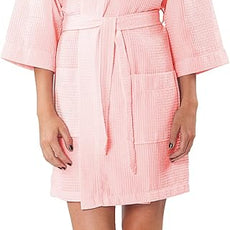 Turquaz Lightweight Short Robes For Women Waffle Kimono Bathrobe - Soft, Fast-Drying, Long-Lasting Cotton Blend