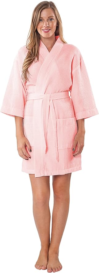Turquaz Lightweight Short Robes For Women Waffle Kimono Bathrobe - Soft, Fast-Drying, Long-Lasting Cotton Blend