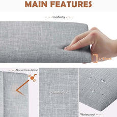 IFNOW Upholstered Wall Mounted Headboard, 3D Soundproof Wall Panels Peel and Stick for King Size, Reusable and Removable Tufted Bed Headboard in Light Grey (12 Panels, 10