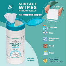 1 Pack Surface Cleaning Wipes Bleach Free, All-Purpose Cleaner for Bathroom, Kitchen, Office, 75 Count Canister, 7.5