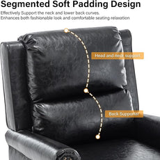 Faux Leather Recliner Chair, Modern Pushback Armchair with Adjustable Backrest & Footrest for Bedroom, Living Room (Black, Set of 2)