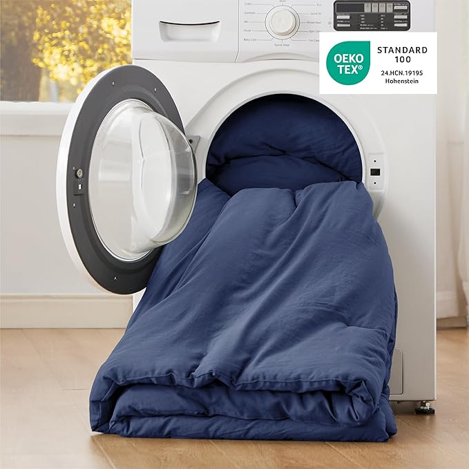 Bedsure Super King Size Comforter Set, Navy Soft Prewashed Bedding for All Seasons, 3 Pieces GentleSoft™ Bed Set, 1 Lightweight Comforter (120"x120") and 2 Pillowcases (20"x36")
