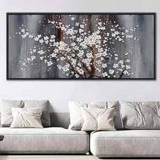Large Plum Blossom Canvas Wall Art Brown Wall Decor Living Room Cherry Blossom Bedroom Pictures Over Bed Framed Artwork for Wall Modern Canvas Paintings for Decorations 40×87