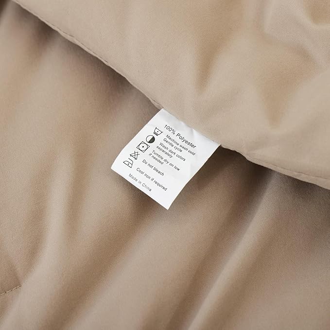 ROSGONIA Oversized King Comforter 120x120, 3pcs Super King Comforter (1 Taupe Comforter & 2 Pillowcases) Lightweight Warm Bedding Set Blanket Quilt