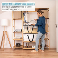 VENO 6 Pack Moving Bags, Christmas Storage Bins, Moving Boxes Alternative, Comforter and Blanket Storage Bags, College Dorm Packing Supplies, Foldable Heavy-Duty Tote (Clear, 6 Pack)