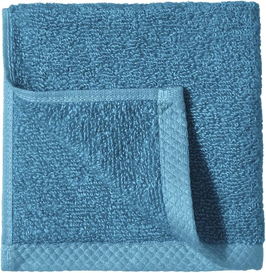 Amazon basics cotton washcloths, Lightweight quick-dry, 12" x 12", 12-pack, lake blue