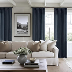 Dark Blue Linen Curtains 102 Inches Long for Living Room Pinch Pleated Drape with Hooks Rings for Track System Light Filtering 102 Inch Curtain for Bedroom Sliding Patio Door 2 Panels Navy Indigo