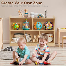 Toy Storage Organizer for Kids Room, Wooden Kids Bookshelf for Classroom, Cube Storage Organizer for Playroom, 5-Section Montessori Bookshelf & Toy Shelf for Nursery