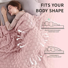 Knitted Weighted Blanket Adults, No Beads Heavy Blanket 36” x 48'' 3lbs, Breathable Chunky Knit Blanket, Cooling Weighted Blanket for Hot Sleepers, Christmas Home Decor (HoneyPink)