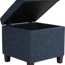 HomePop Square Tufted Storage Ottoman - Textured Navy, Small