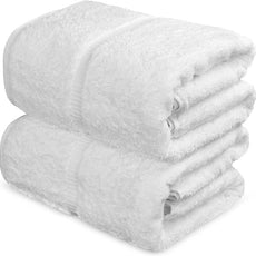 Towel Bazaar Premium Cotton Super Soft and Absorbent Turkish Towels (2-Piece Bath Sheet Towel, White)