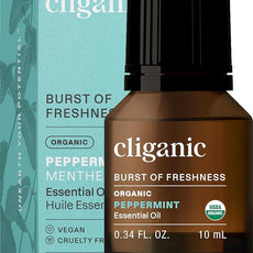 Cliganic Organic Peppermint Essential Oil, 100% Pure Natural Undiluted, for Aromatherapy | Non-GMO Verified (Packaging May Vary)