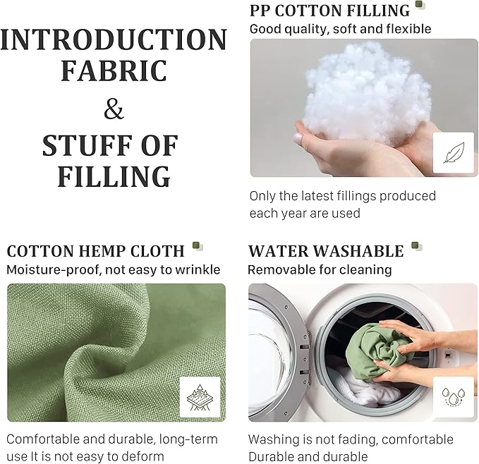 11 lbs Thickened Headboard Pillow Wedge Pillow Headboard Reading Pillow Bed for Comfortable Backrest Reading Triangular Pillow with Side Pocket for Sitting in Bed Cotton Linen Green Queen