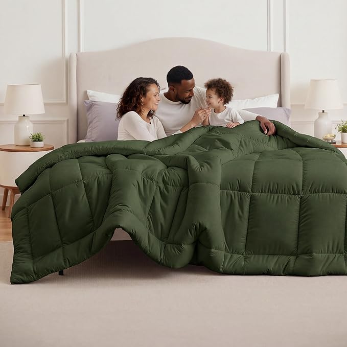 Bedsure Comforter Duvet Insert - Quilted Comforters Oversized King, All Season Duvet, GentleSoft Down Alternative Bedding, with 8 Tabs, Gifts for Women/Men, Olive Green, Oversized King 116 x 98 Inches