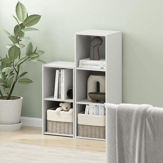 Furinno PELLI Book Shelf, 3x1 Bookshelf, Cube Storage Organizer Cabinet, 11.6 x 12.2 x 35.9, for Living Room, Bedroom, Home Office, White
