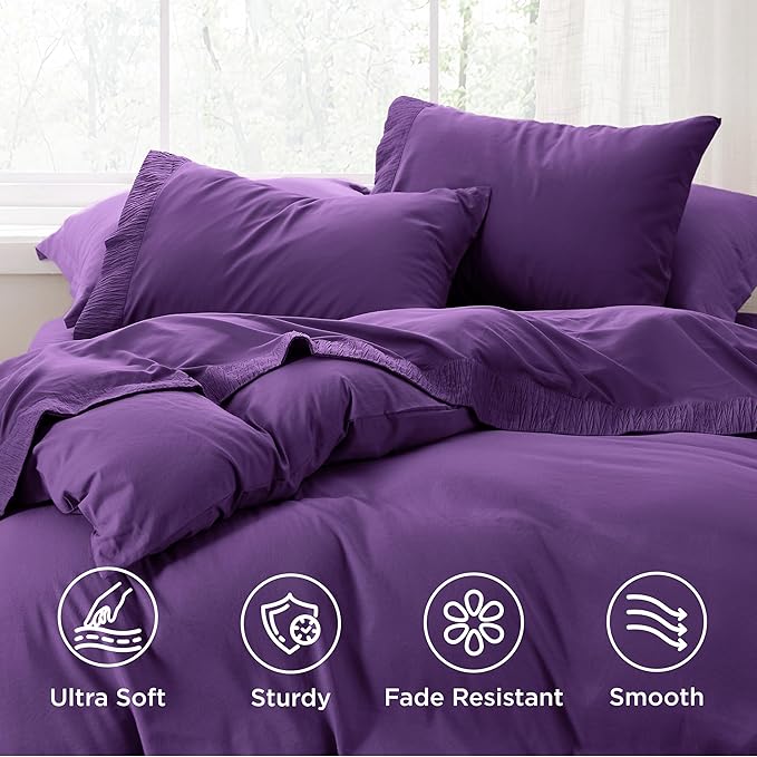 Bedsure King Size Sheets Set - 4 Pieces Soft King Sheets - Breathable & Cooling - Hotel Luxury - Easy Care Polyester Microfiber Bedding for Women, Men, Purple