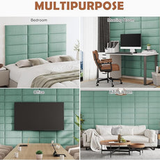 IFNOW Upholstered Wall Mounted Headboard, 3D Soundproof Wall Panels Peel and Stick for Queen Size, Reusable and Removable Tufted Bed Headboard in Grass Green (9 Panels, 10