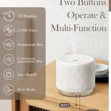 Ceramic Essential Oil Diffuser 280ml- Aromatherapy Diffuser with Ultrasonic Cool Mist Humidifier, Night Light, Timer, Auto Shut-Off, Large Room Aroma Diffuser for Home, Bedroom, Office, Yoga