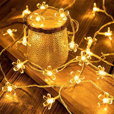 Fairy Flower String Lights Battery USB Operated, 10ft 30 LED Decorative Cute Cherry Blossom Floral Lamp for Bedroom, Christmas, Parties, Wedding, Centerpiece, Dorm Indoor Decoration (Warm White)