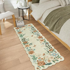 Lahome Floral Kitchen Runner Rug, 2x5 Rug Runners for Hallways Non Slip Ultra-Thin Soft Washable Carpet Runner, Non Slip Low-Pile Stain Resistant Boho Carpet for Bathroom Bedroom(2x5ft,Beige)
