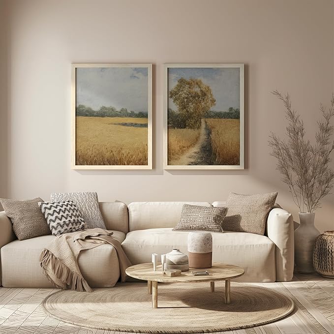 18x24 Frame Set of 3, Natural Wood Grain 18x24 Poster Frame for Gallery Wall Mounting (3 Pack,Natural)