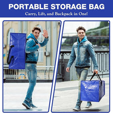 10 Pack Moving Bags Heavy Duty Extra Large Storage Bags with Zippers, Handles, Backpack Straps Packing Bag for Moving College Dorm Room Essentials, Camping, Travel, Clothes 93 L 25 Gallons(Blue)