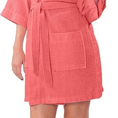 Turquaz Lightweight Short Robes For Women Waffle Kimono Bathrobe - Soft, Fast-Drying, Long-Lasting Cotton Blend