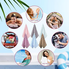 18 Pack Microfiber Bath Towels Bulk 27'' x 60'' Oversized Size Bath Towel Highly Absorbent Extra Large Soft Drying for Shower Beach Winter Salon Sport Gym Party (Stripes,Multicolor)