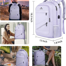 MATEIN Large 17 Inch Laptop Backpack for Women, Lightweight Travel Backpack Fits College School Essentials, Anti Theft Work Commute Nursing Computer Bag TSA Approved for Weekender Trip, Light Purple