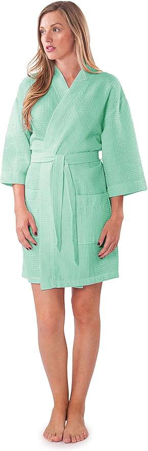 Turquaz Lightweight Short Robes For Women Waffle Kimono Bathrobe - Soft, Fast-Drying, Long-Lasting Cotton Blend