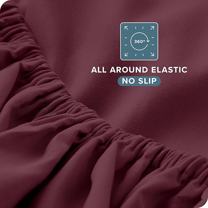 Bare Home Ultra-Soft Split Head Flex King Sheet Set - Luxury 1800 - Hydro-Brushed - Deep Pockets - Easy Fit - 4 Piece Set - Bedding Sheets & Pillowcases (Split Head Flex King, Burgundy) BareHome
